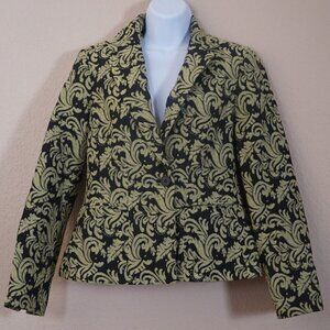 Vtg Andre Oliver Chartreuse Green Paisley Wool Blend printed Blazer 4 Artsy 90s